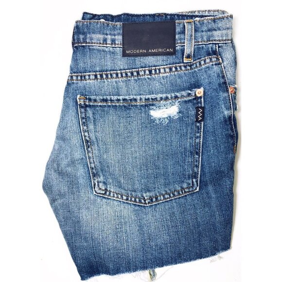 Modern American Womens High Rise Distressed Button Fly Jean Shorts Sz 29 New - Picture 5 of 7